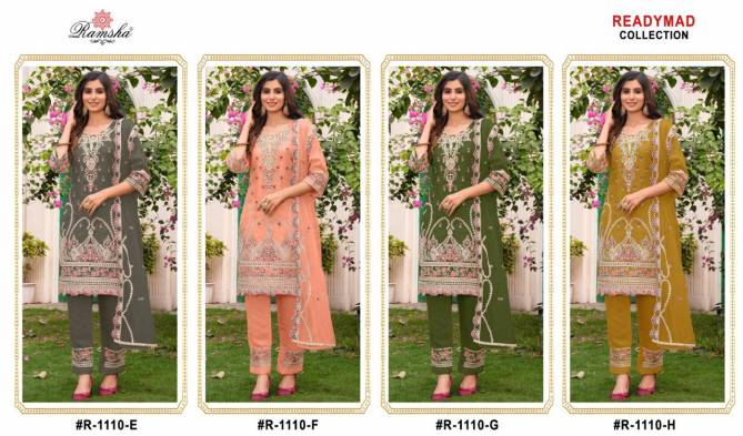 R 1110 E To H By Ramsha Embroidery Pakistani Readymade Suits Wholesale Shop In Surat